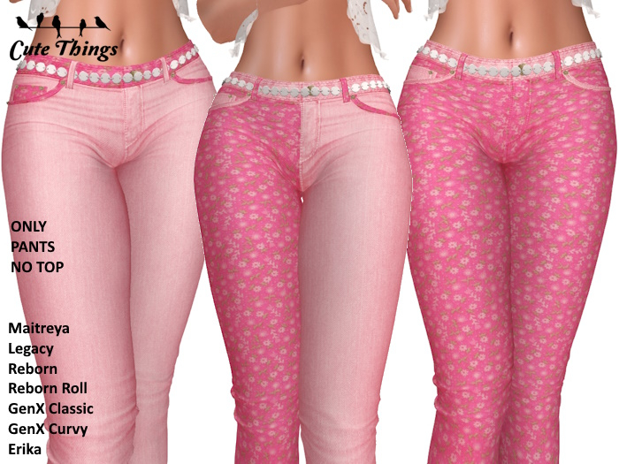 [CT] Flare Jeans Babie Pink and Bicolors - Barbie inspired - Maitreya - Legacy - Genx/Curvy - Reborn/Roll - Erika  DEMO