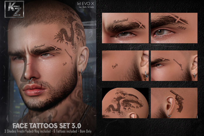 KARMAZZ Face Tattoos Set 3.0 - 3 Shades - EVOX