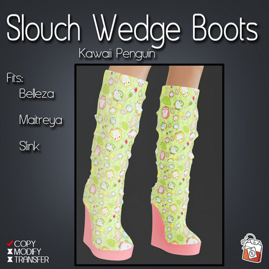 ~TL~  Kawaii Penguin Slouch Boots