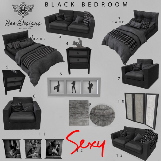 1 Bee Designs Black Bedroom  RARE