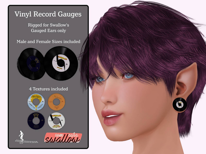 *~*HopScotch*~* Vinyl Record Gauges for Swallow Gauged ears
