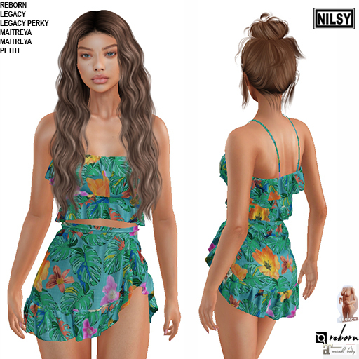 TROPICAL PRINT OUTFIT,MESH BODY