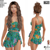 TROPICAL PRINT OUTFIT,MESH BODY