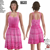PINTUCK FLARED PINK DRESS,MESH BODY