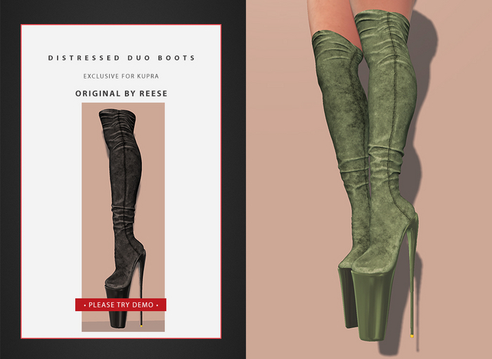 <Agnes> Distressed duo boots KUPRA/REBORN BLACK