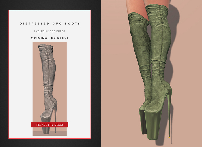 <Agnes> Distressed duo boots KUPRA/REBORN GRAY