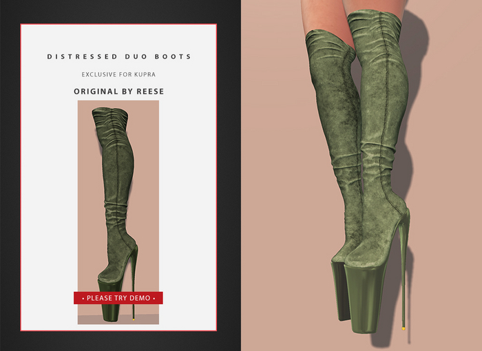 <Agnes> Distressed duo boots KUPRA/REBORNGREEN