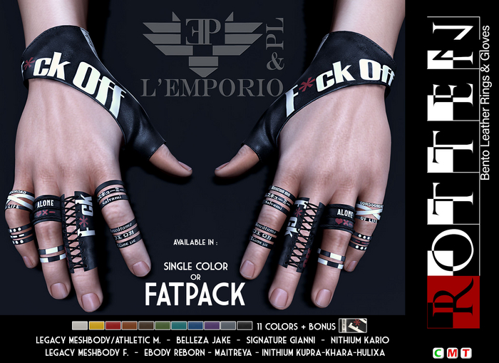 FATPACK  L'Emporio&PL::*Rotten*::Leather  Gloves & Rings-