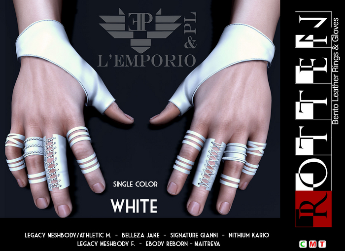 L'Emporio&PL::*Rotten*::Leather  Gloves & Rings-WHITE-