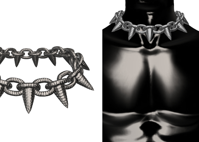 [JD] Mens Spiked Choker Chain
