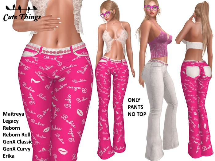 [CT] Flare Jeans Babie + White - Barbie inspired - Maitreya - Legacy - GenX Classic/Curvy - Reborn/Roll - Erika