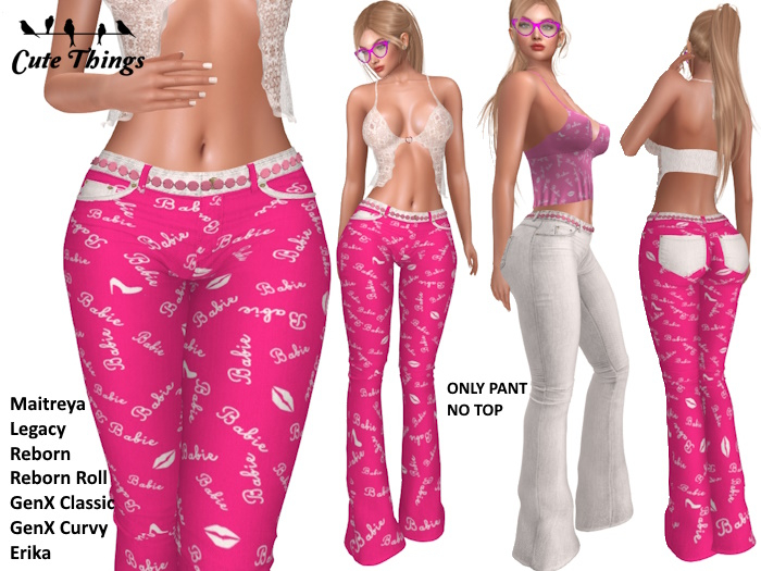 [CT] Flare Jeans Babie + White - Barbie inspired - Maitreya - Legacy - GenX Classic/Curvy - Reborn/Roll - Erika  DEMO