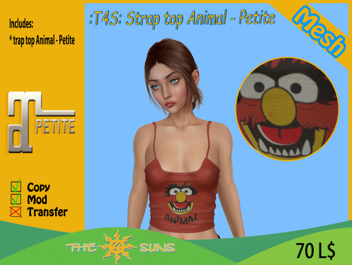 :T4S: Strap top Animal - Petite