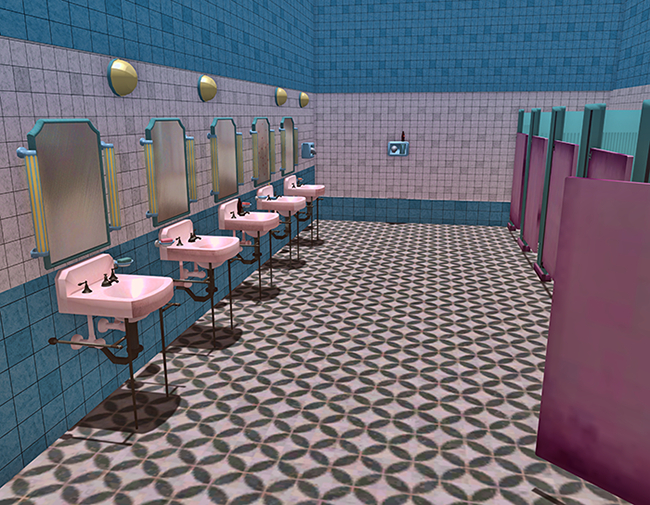 LOP Retro Women's Restroom Backdrop