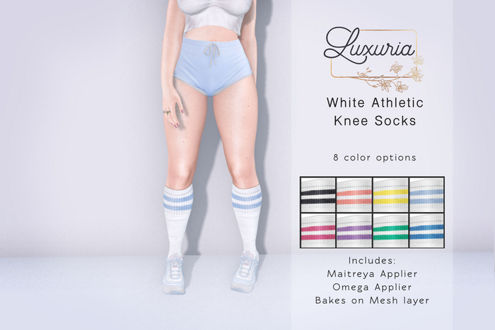 Luxuria - White Athletic Knee Socks (ADD ME)