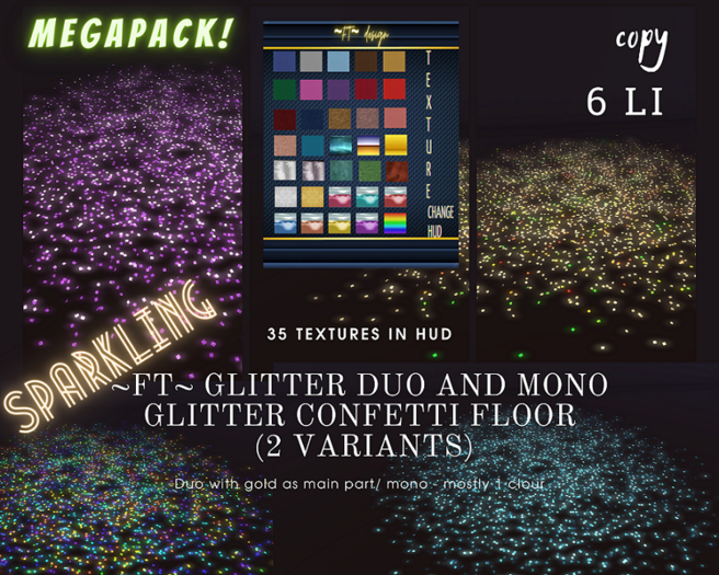 ~FT~ Mono & duo Glitter floor confetti with HUD 35 textures