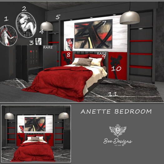 09 Bee Designs Anette Bedroom RARE