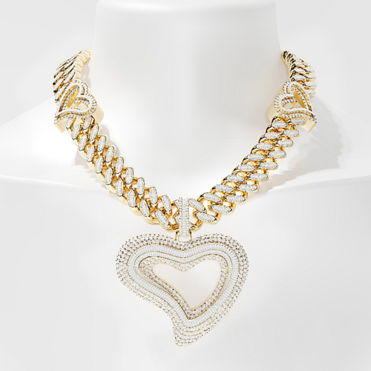 COCAINE. TILTED HEART CHAIN - GOLD