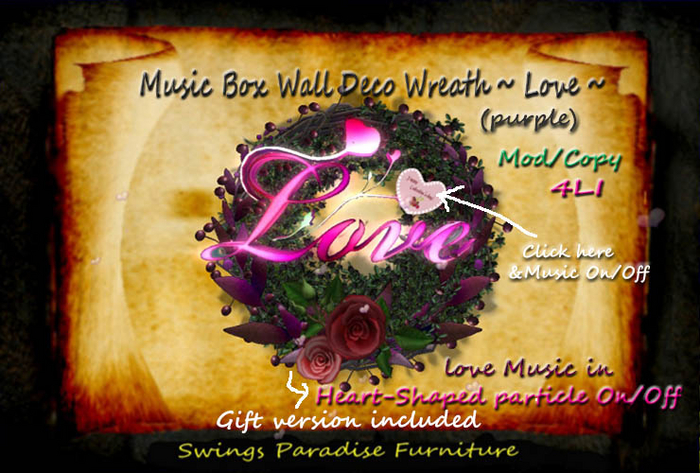 Music Box Wall Deco Wreath ~Love~ (purple)