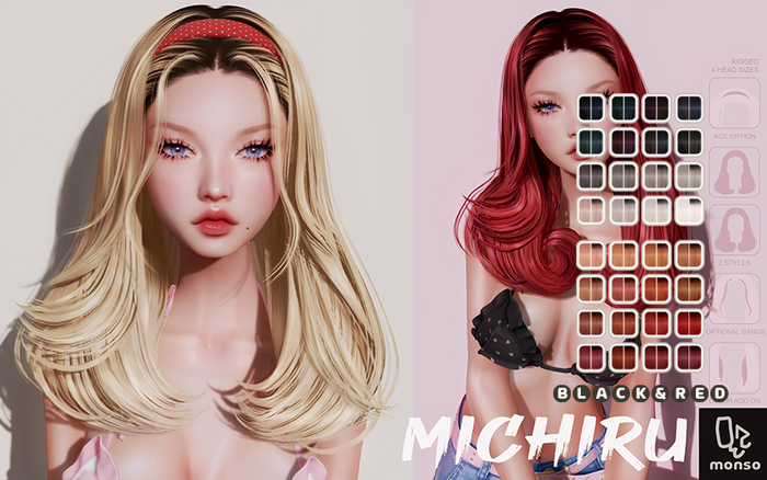 [monso] Michiru Hair /Black & Red