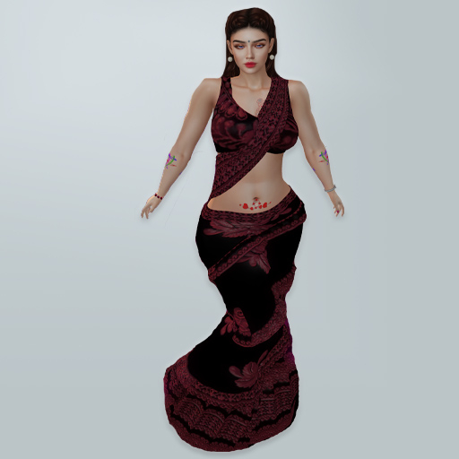M Saree 07 Red Wine Thread Design