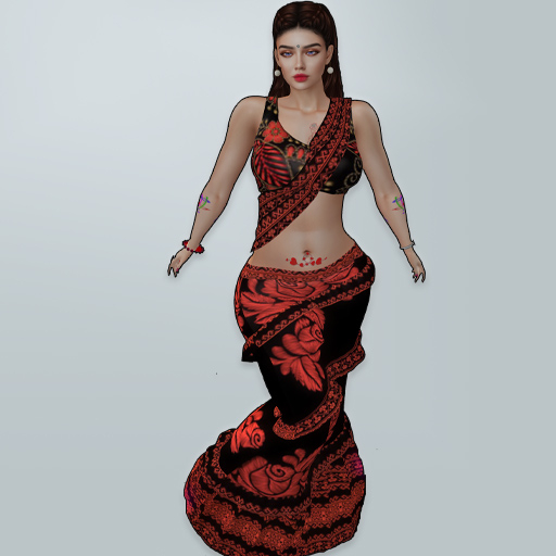 M Saree 08 Cherry Red Thread Design