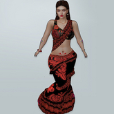 M Saree 08 Cherry Red Thread Design