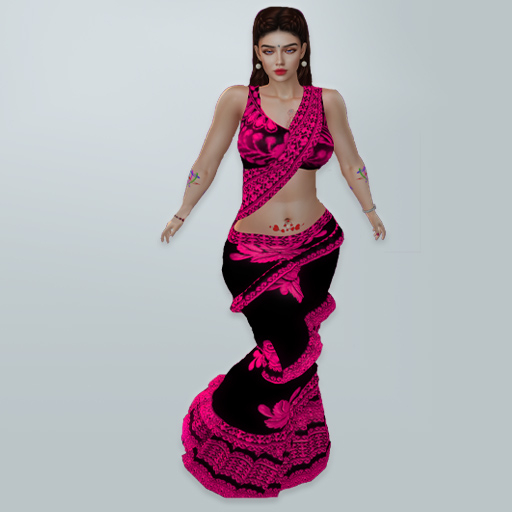 M Saree 13 Rose Thread Design