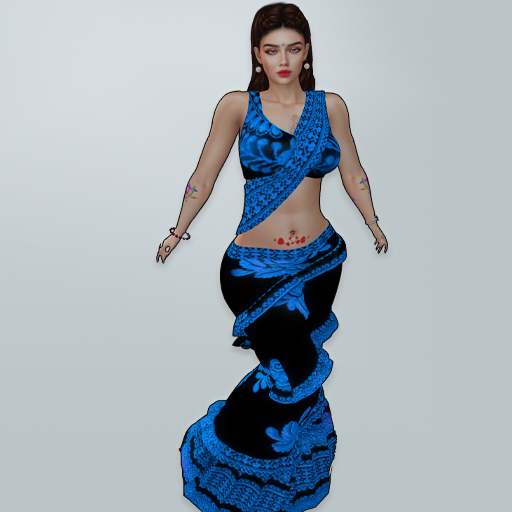 M Saree 17 Blue Thread Design