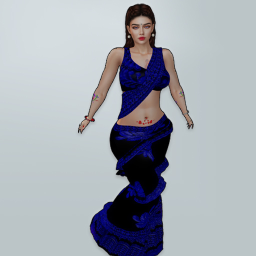 M Saree 18 Dark Blue Thread Design