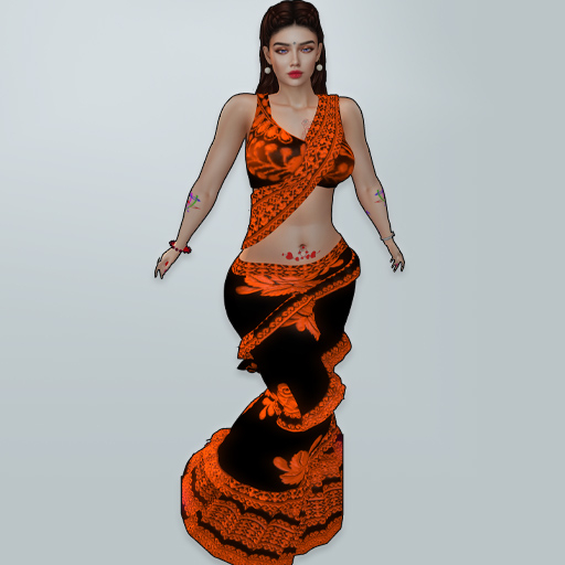 M Saree 27 Orange Thread Design