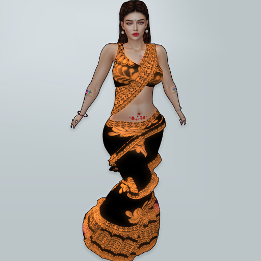 M  Saree 28 L Orange Thread Design