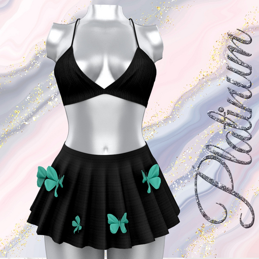Black Teal Butterfly OUTFIT