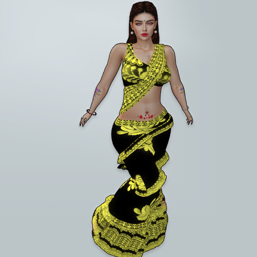 M Saree 24 Lime Yellow Thread Design