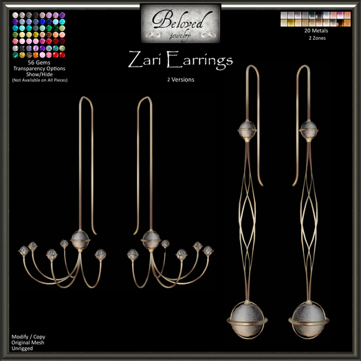 Beloved Jewelry : Zari Earrings Set of 2 (Texture Change) Gold Silver Diamond Dangle Earrings