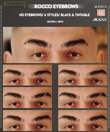 EGX. HD Rocco Eyebrows (Lelutka / AK ADVX)