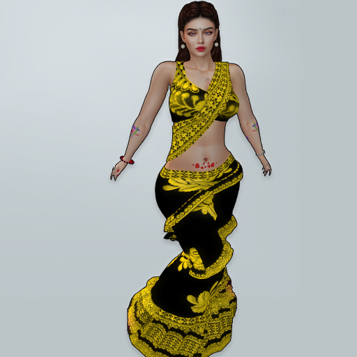 M Saree 22 D Yellow Thread Design