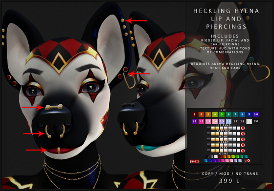 [MODZ] HECKLING HYENA PIERCINGS AND LIP - ADD ME
