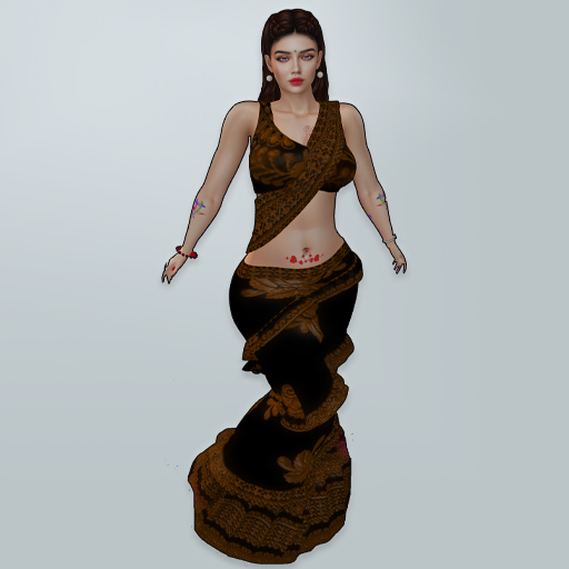 M Saree 29 Dark Brown Thread Design