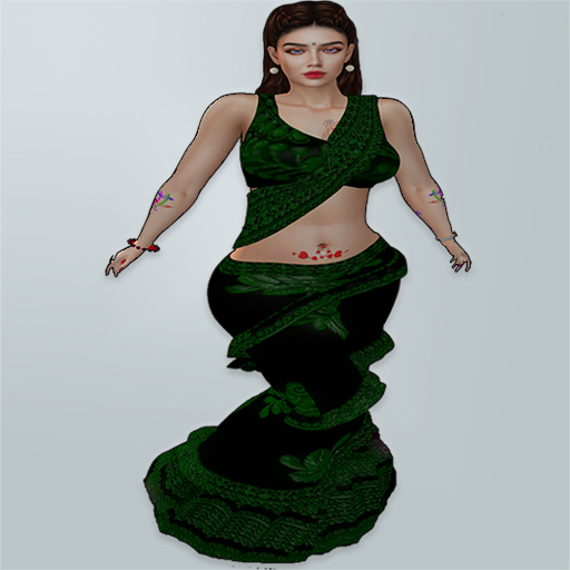 M Saree 39 Dark Green Thread Design