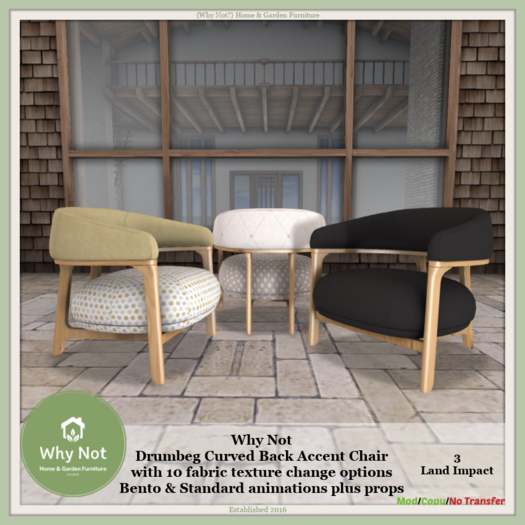 Why Not - Drumbeg Curved Back Accent Chair-Texture Change-Boxed