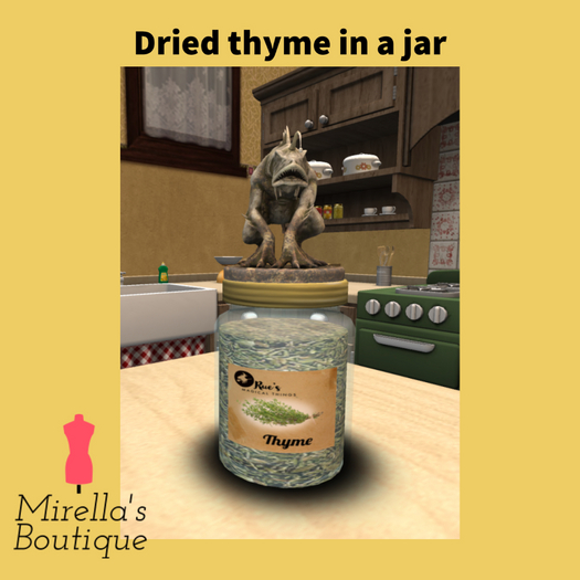 Dried thyme in a jar