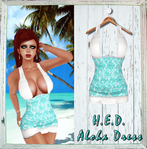 H.E.D. Aloha Halter Dress Blue