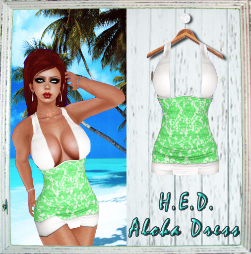 H.E.D. Aloha Halter Dress Lime