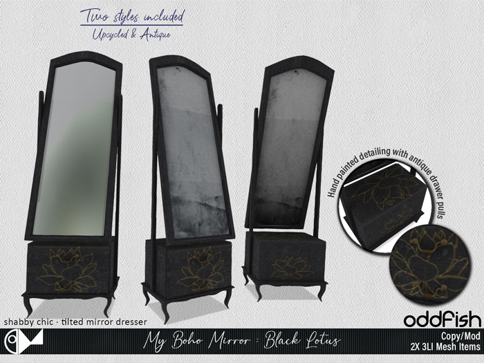ODd - My Boho Mirror : Black Lotus (Tilted Mirror Dresser)