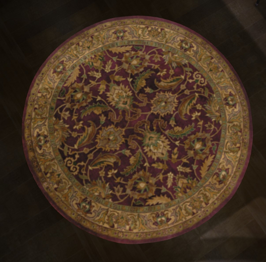 PoFA ~ Oriental Round Rug* - green & burgundy