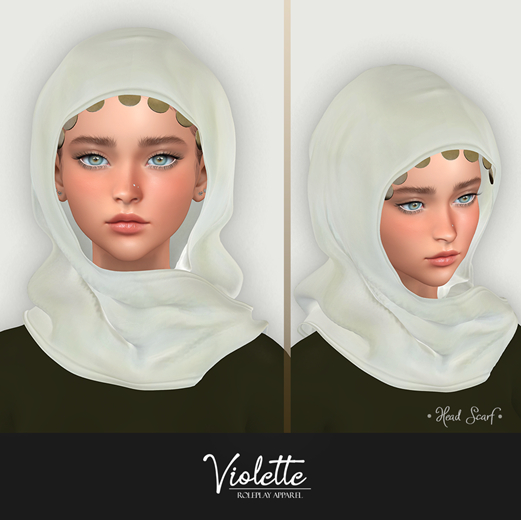 VIOLETTE - Minimalist Head Scarf - White