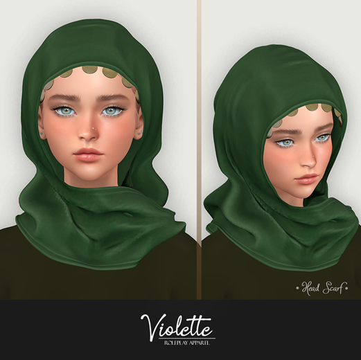 VIOLETTE - Minimalist Head Scarf - Dark Green
