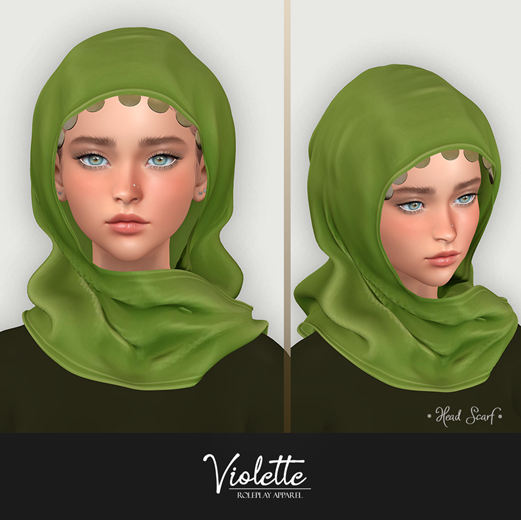 VIOLETTE - Minimalist Head Scarf - Green