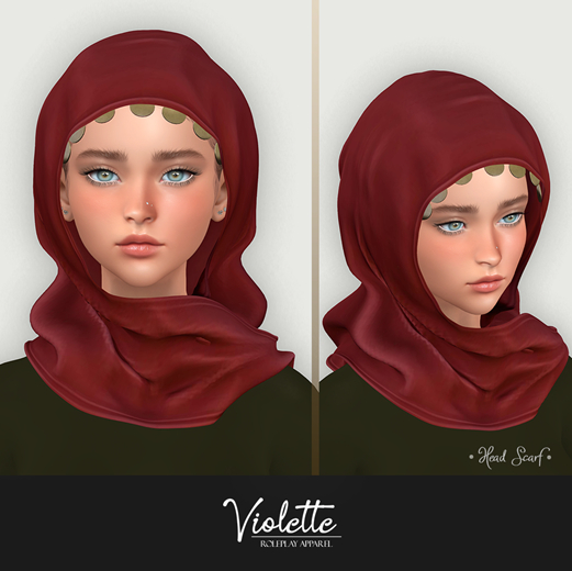 VIOLETTE - Minimalist Head Scarf - Red